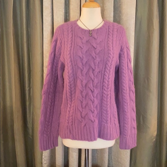 J. Crew Angora Lambswool Cable Knit Sweater - Picture 2 of 8